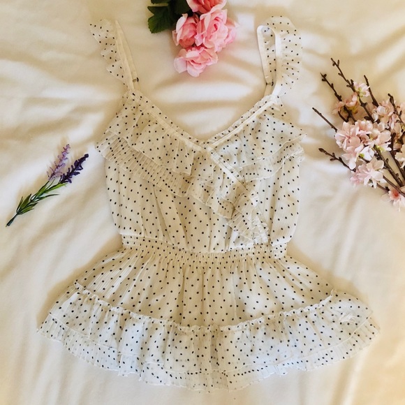 Vintage A&F Polka Dot Ruffle Tank - Picture 2 of 4